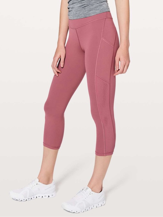 lululemon athletica Pants - Lululemon Ready To Race Moss Rose Pink 21” Crop Leggings Size 12